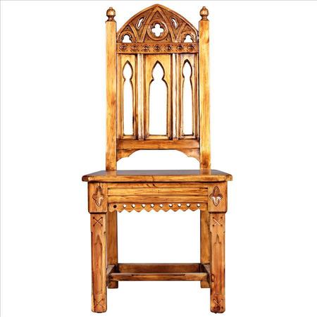 Design Toscano Sudbury Hand-Carved Solid Pine Gothic Side Chair, PK 2 AF991664